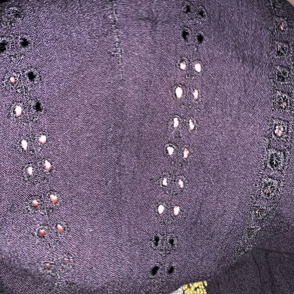 Free People Bo-Ho long sleeve black Dress with embroidery flowers size Medium - Picture 11 of 16